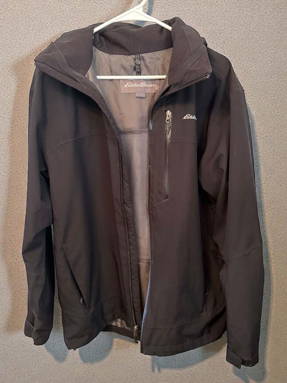 Eddie Bauer Men's Cloud Cap Stretch Rain Jacket Softshell Black Size Small